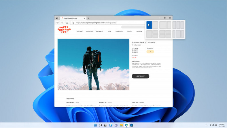 Windows 11 - Microsoft Edge i dopasowywanie okien