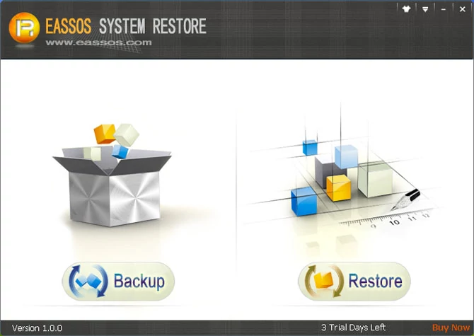 Główne okno programu do tworzenia i przywracania kopii zapasowych Windows - Eassos System Restore