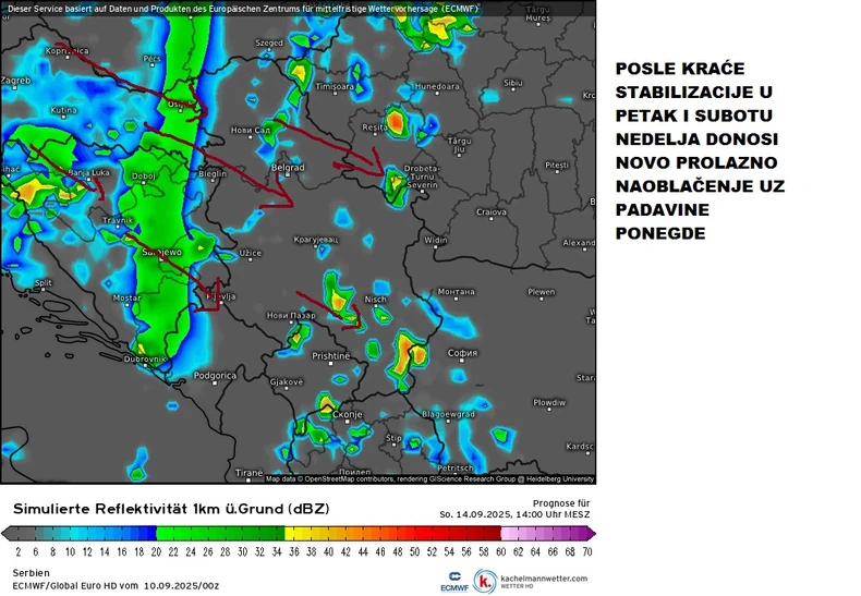 Novo naoblačenje sa kišom stiže u nedelju