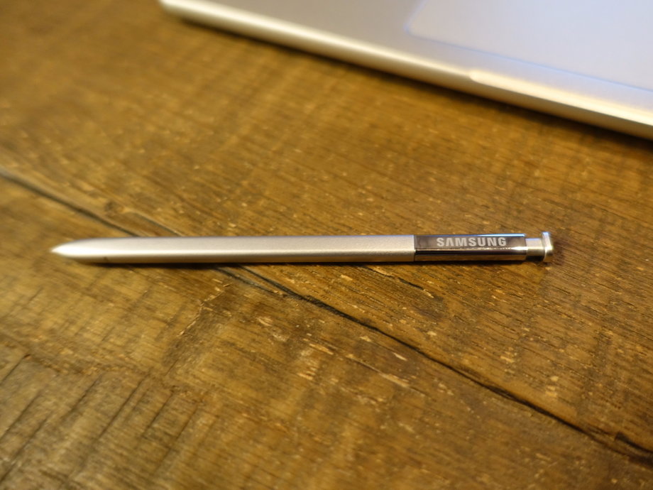 The included stylus, which slides into a slot on the Chromebook's side.
