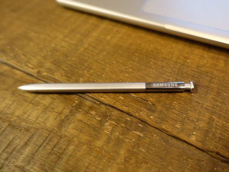 The included stylus, which slides into a slot on the Chromebook's side.