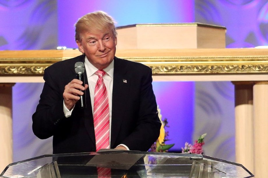 Trump at a church service in Detroit.