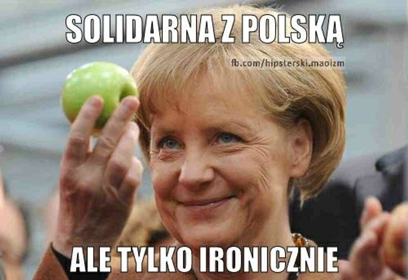 Polacy jedzą jabłka na złość Putinowi. Angela Merkel przyłącza się do akcji, jednak internauci podejrzewają ją o nieczyste intencje.