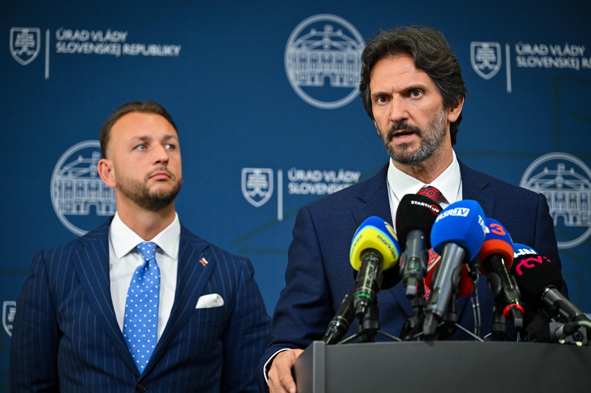 Minister vnútra SR Matúš Šutaj Eštok a vicepremiér a minister obrany Robert Kaliňák.