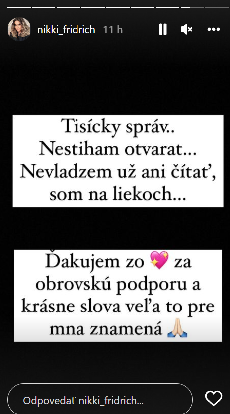 Nikola Fridrichová sa dozvedela zdrvujúcu správu. 