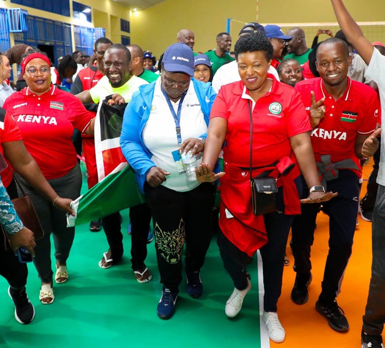 Kenyan members of parliament celebrating at the Interparliamentary Games
