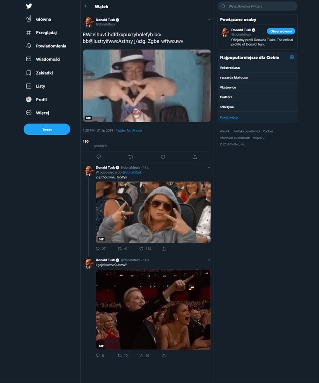Dziwne grafiki, które pojawiły się na Twitterze Donalda Tuska