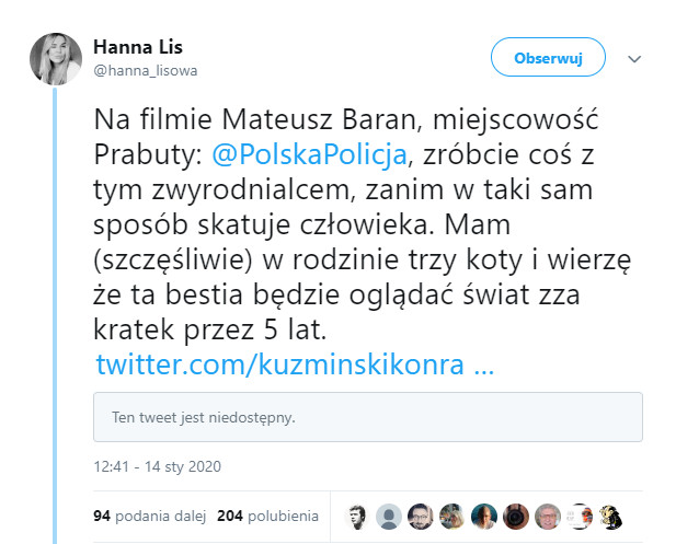 Hanna Lis na Twitterze