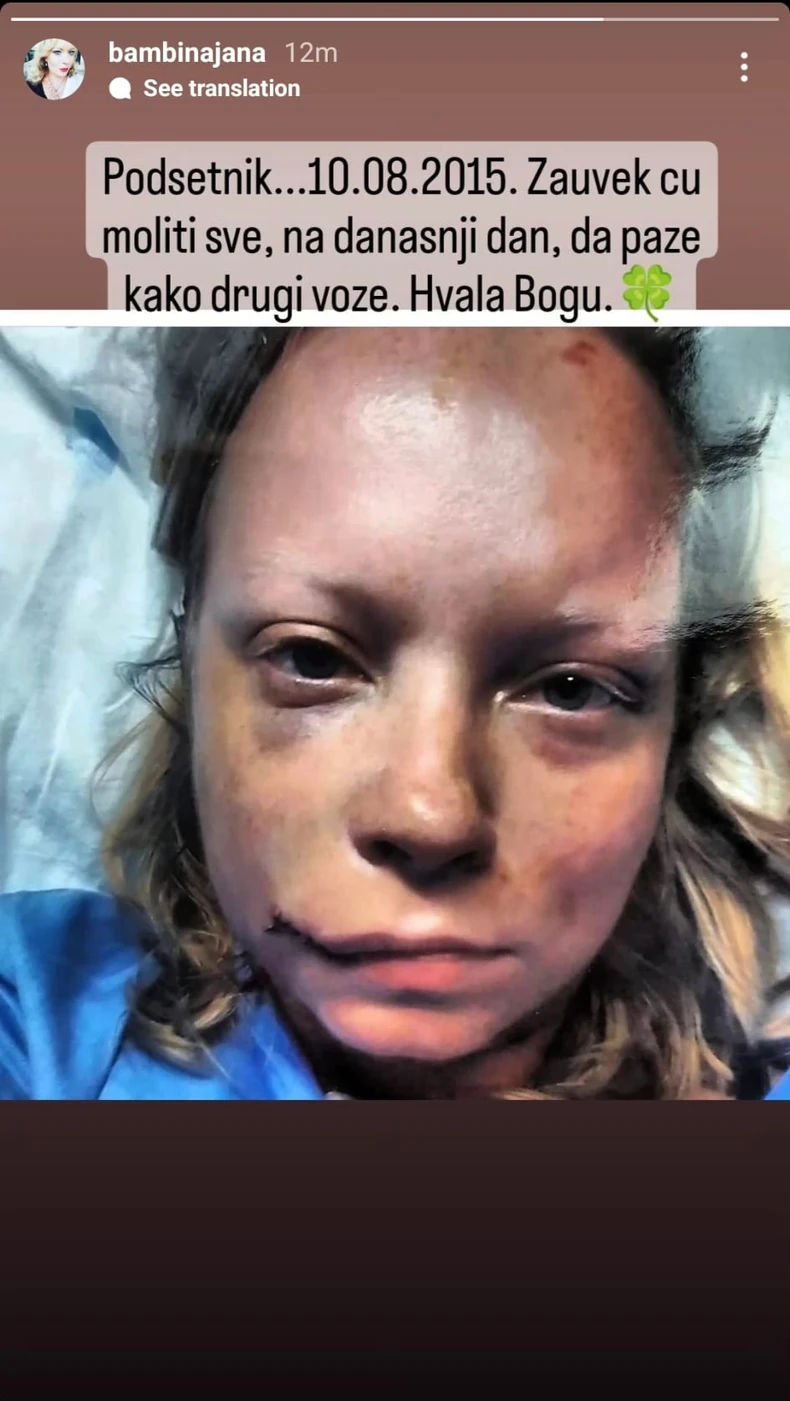 Bojanina objava o saobraćajki