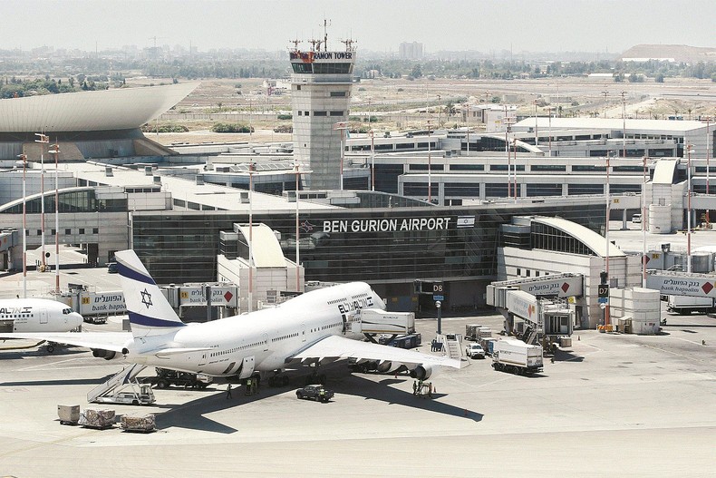Air traffic control tower and terminal apron at Ben Gurion International Airport near Tel Aviv, Israel. Photo: OPSGROUP.
