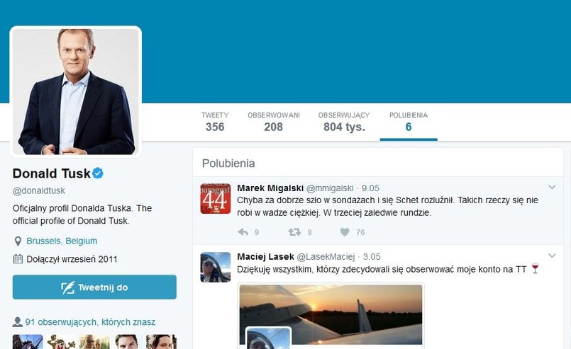 Donald Tusk polubił wpis Migalskiego