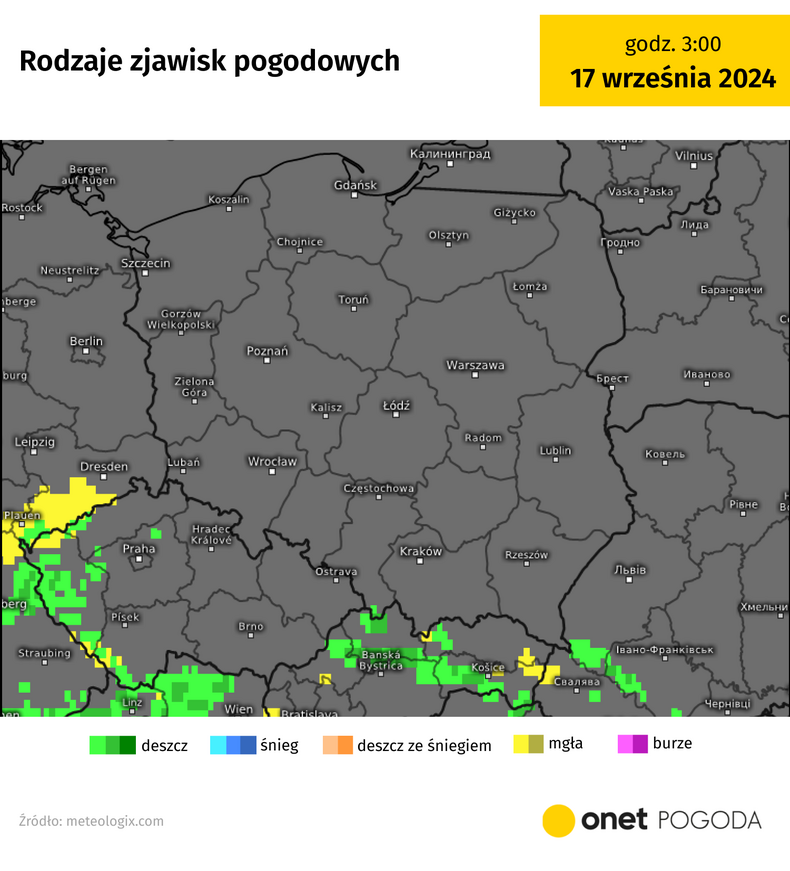 W nocy już nigdzie nie powinno padać