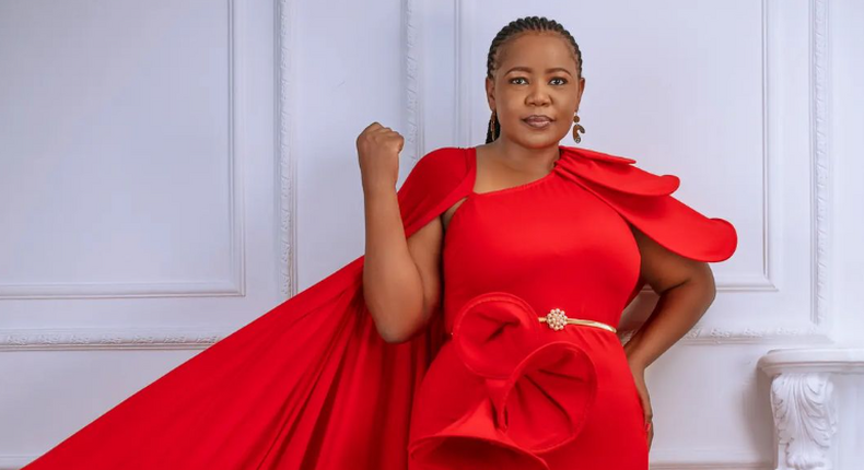 Award-winning journalist Lynn Ngugi in a gown from Elegance Fashion Kenya