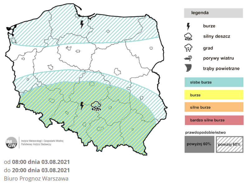 Prognoza burz na wtorek