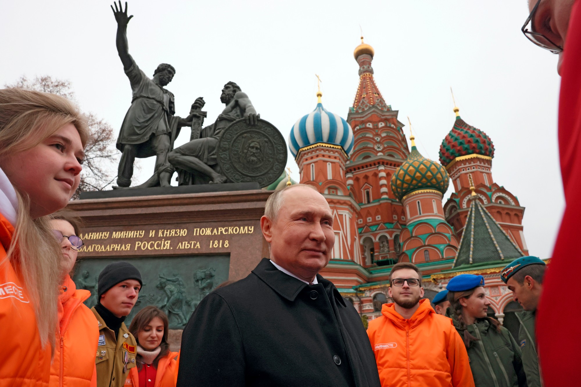 Ruský prezident Vladimir Putin počas Dňa národnej jednoty na Červenom námestí v Moskve.