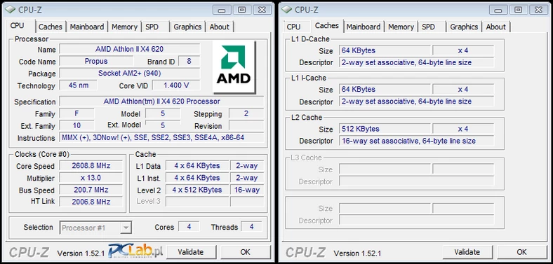 Tak wykrywa najnowszego Athlona CPU-Z (kliknij, aby zobaczyć pełny rozmiar)