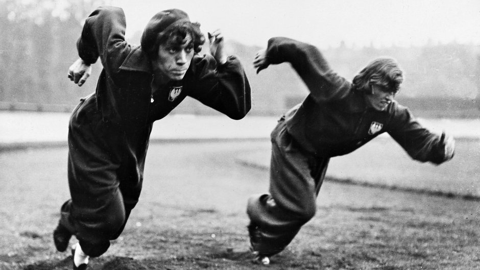 Stanisława Walasiewicz oraz Irena Świderska podczas treningu w trakcie Women's World Games 1934