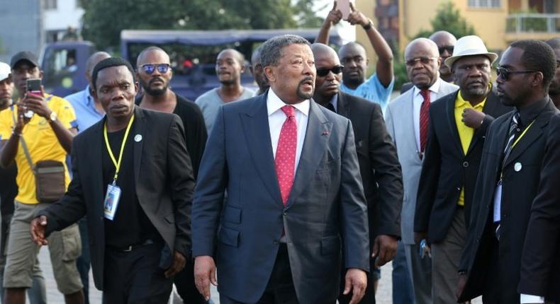 Ten people were inujured in Libreville, Gabon, during a rally celebrating the return of opposition figure Jean Ping (C),when the police broke up the rally as it had been forbidden by the interior ministry