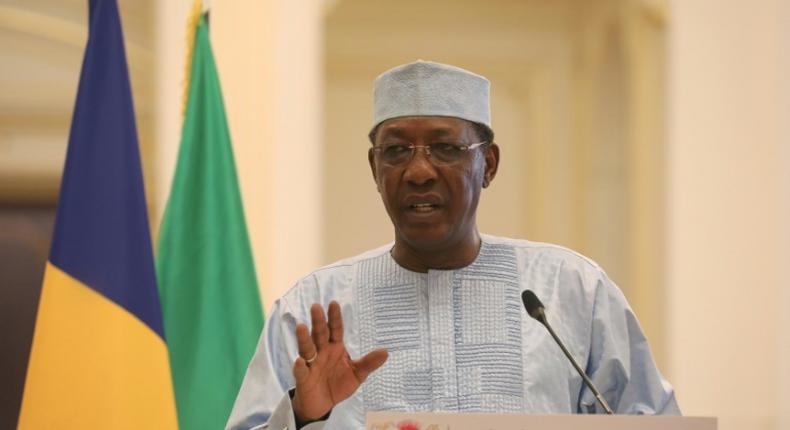 Chadian President Idriss Deby, pictured here at a press conference in N'Djamena last December, is opposed by a Libyan-based rebel group, the Union of Resistance Forces
