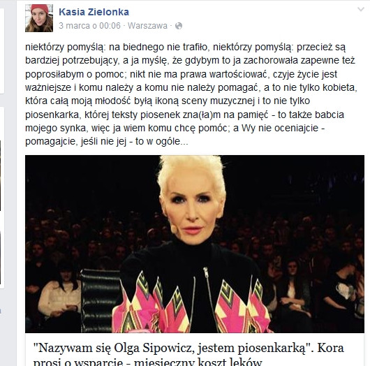 Kasia Zielonka na Facebooku