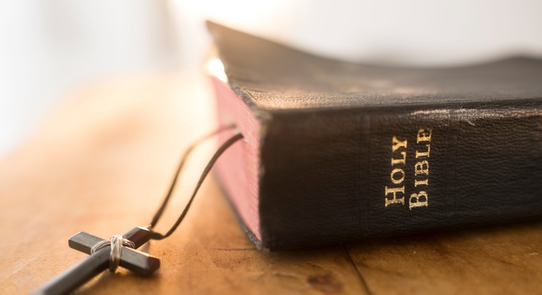 The Bible with a cross.Getty Images