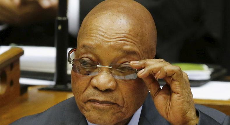 South Africa's President Jacob Zuma answers questions at Parliament in Cape Town, March 17, 2016. 