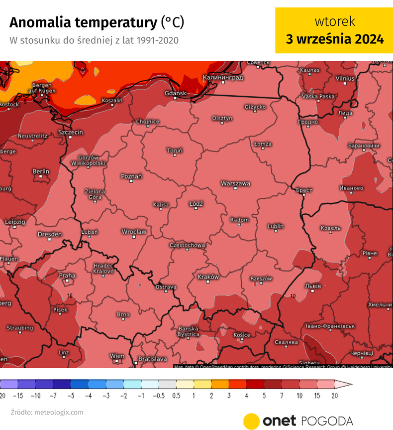 Na początku września temperatury będą o ponad 10 st. C wyższe od normy