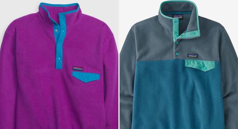 Gap's Arctic Fleece pullover, left, and Patagonia's Snap-T Fleece pullover, right.Patagonia, Gap/Insider