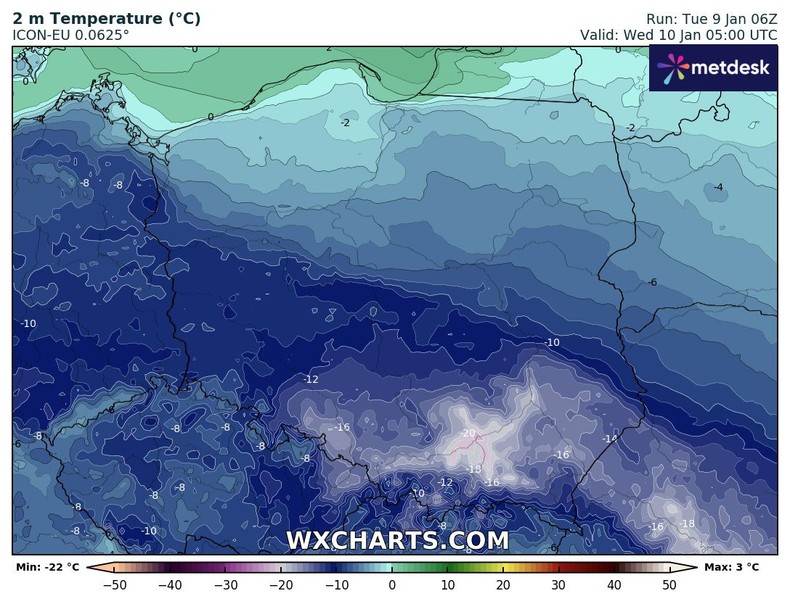 W nocy znów temperatura spadnie poniżej -20 st. C