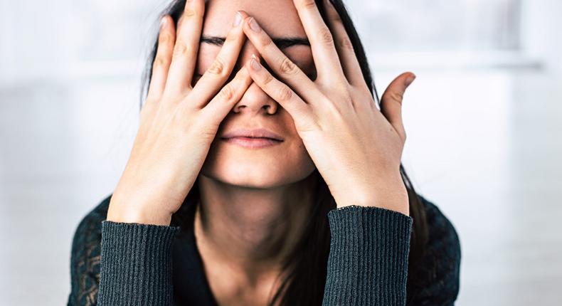 woman stressed at work