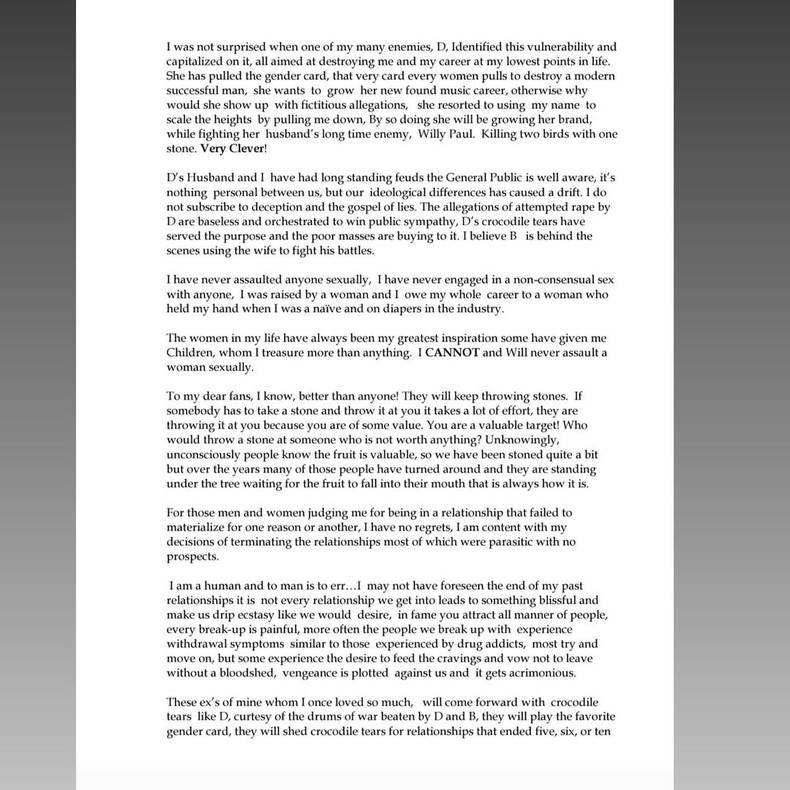 Willy Paul's statement 