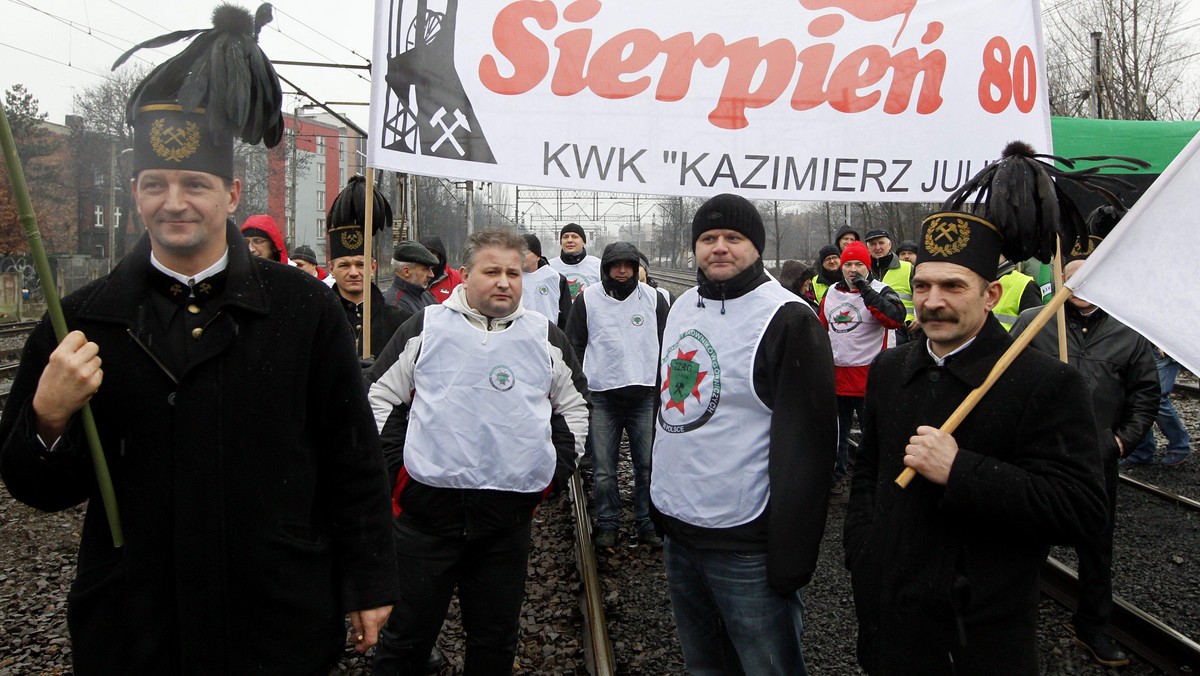 górnicy, protest, związkowcy