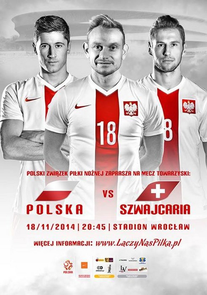 Plakat promujący mecz Polski ze Szwajcarią we Wrocławiu