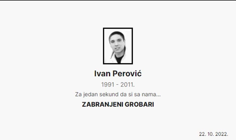 Čitulja objavljena 22. oktobra 2022,godine