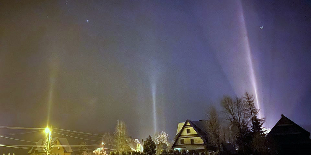 Rzadkie zjawisko się na polskim niebie. Słupy świetlne nad Jurgowem 