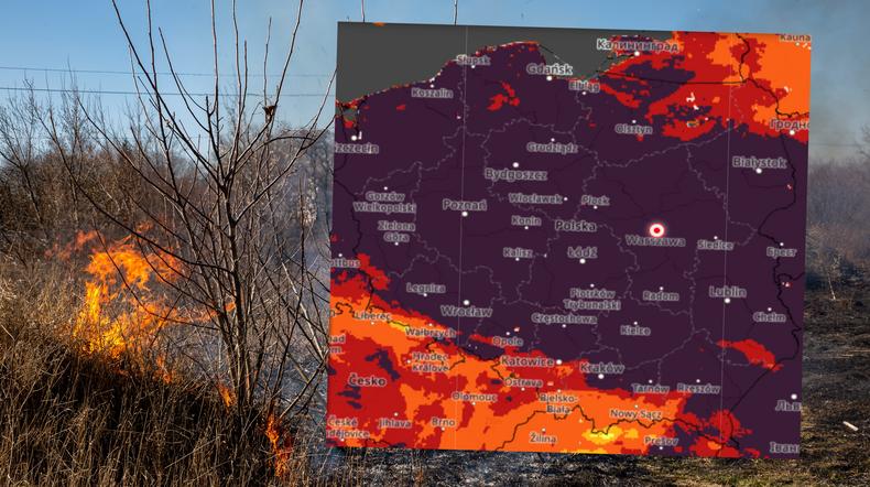 Zagrożenie pożarowe w Polsce. Sytuacja staje się dramatyczna (mapa: IMGW)