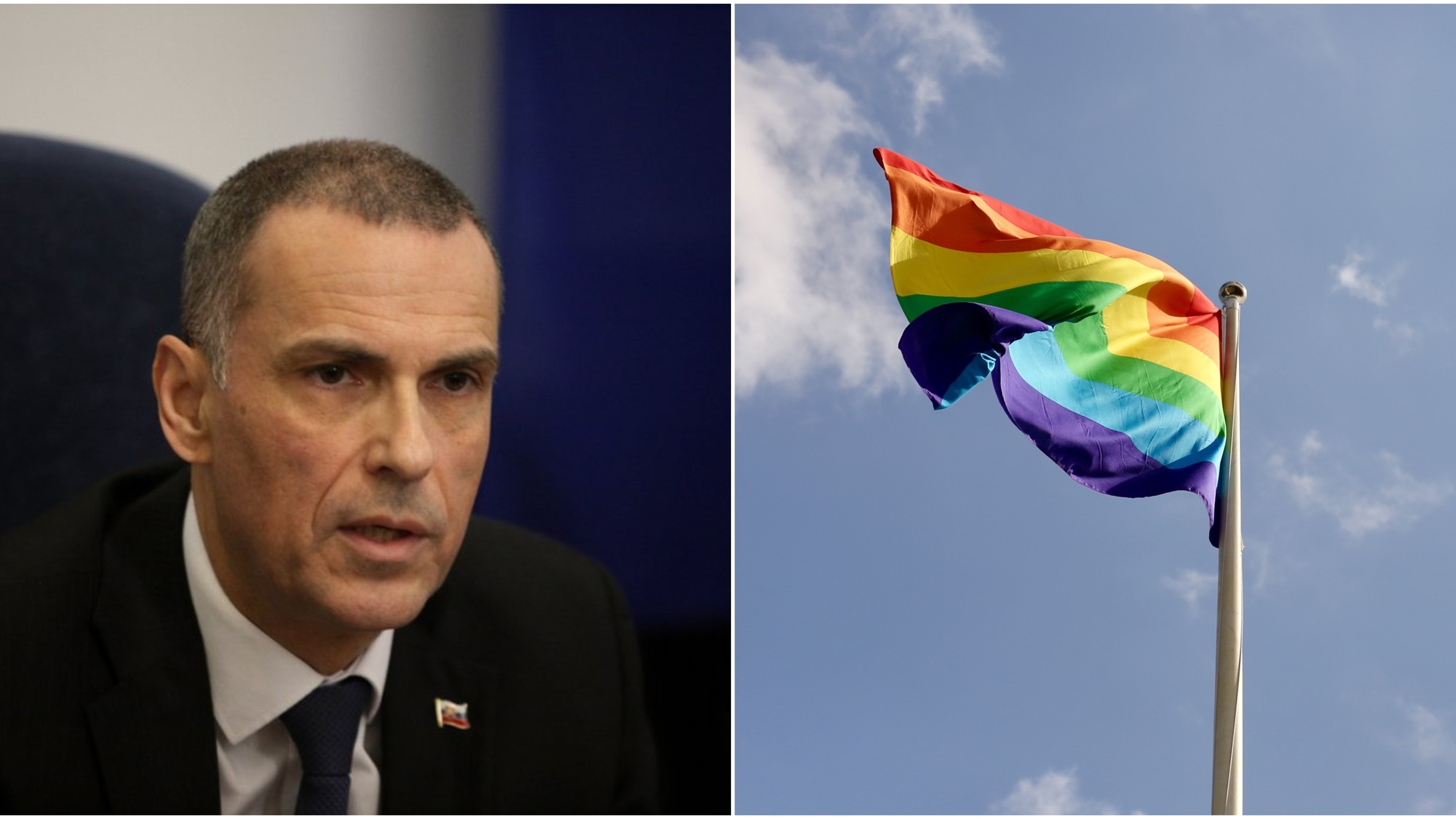 Generálny prokurátor Maroš Žilinka a LGBT vlajka.