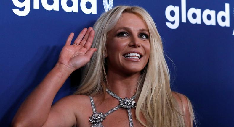 Britney Spears poses at the 29th Annual GLAAD Media Awards in Beverly Hills, California, April 12, 2018.