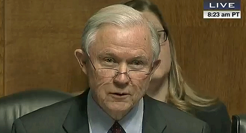 Sen. Jeff Sessions of Alabama questions former Deputy US Attorney General Sally Yates at her confirmation hearing in 2015.