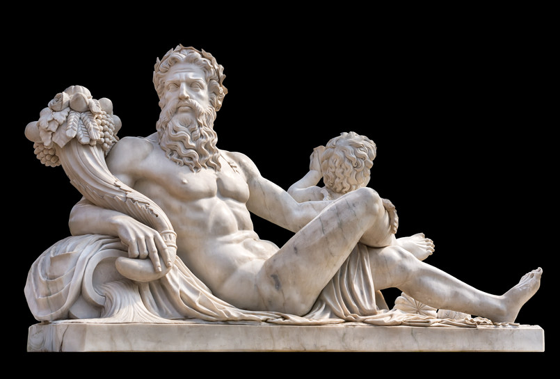 Posąg Zeusa z rogiem obfitości.