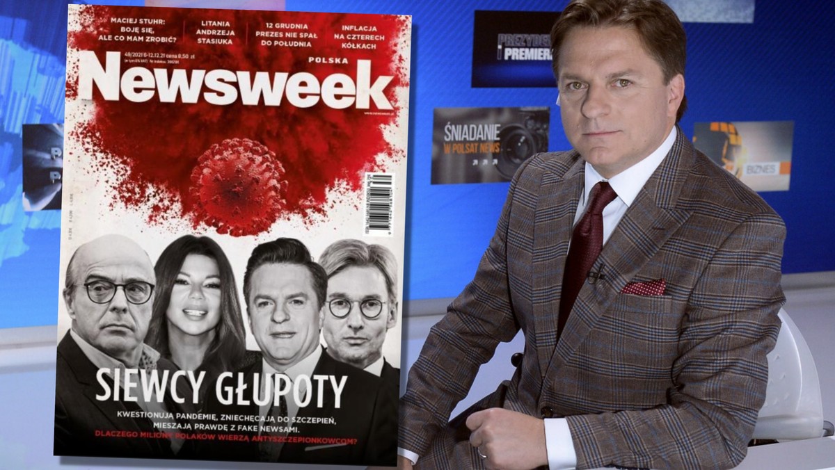 Bogdan Rymanowski trafił na okładkę najnowszego wydania tygodnika "Newsweek" jako "siewca głupoty". Jego zdjęcie umieszczono obok innych osób publicznych: Edyty Górniak, Jana Pospieszalskiego i Piotra Schramma, którzy kwestionują pandemię i zniechęcają do szczepień. Dziennikarz Polsat News zamierza podjąć w tej sprawie odpowiednie kroki prawne. Sprawę opisał branżowy portal Press.pl.