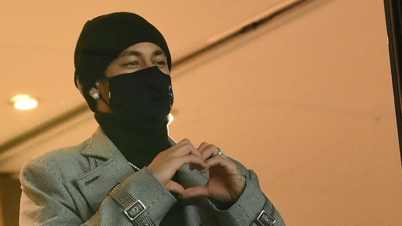 Neymar watched Wednesday's home win over Nimes from the stands