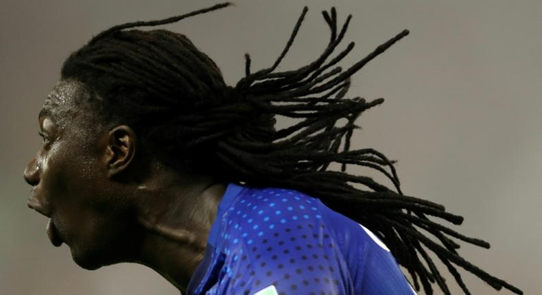 Hair he goes: Hilal's Bafetimbi Gomis celebrates scoring