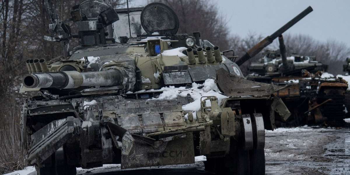 Rozbita kolumna wojsk w Ukrainie
