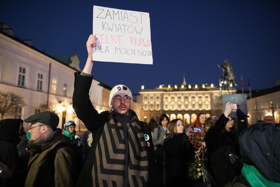 Strajk przed Pałacem Prezydenckim