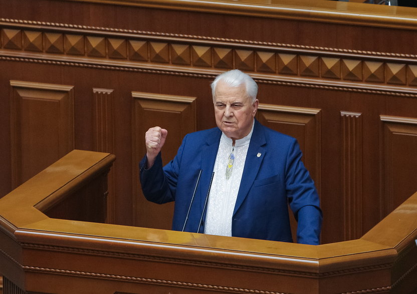 Leonid Krawczuk przemawia w ukraińskim parlamencie, lipiec 2020 r. 