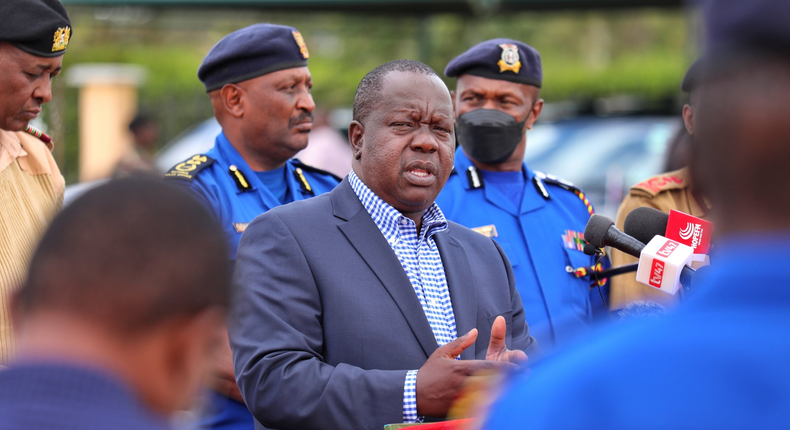 Interior CS Fred Matiang'i speaking following the 1st National Security Assessment Session on election preparedness with regional security teams held on June 3, 2022