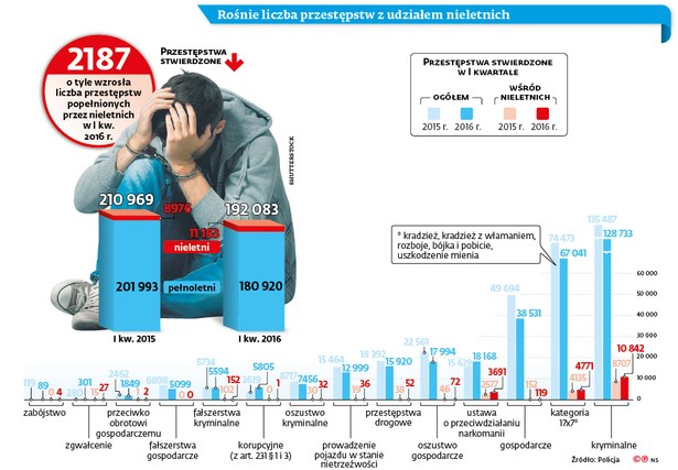 Liczba przestępstw z udziałem nieletnich