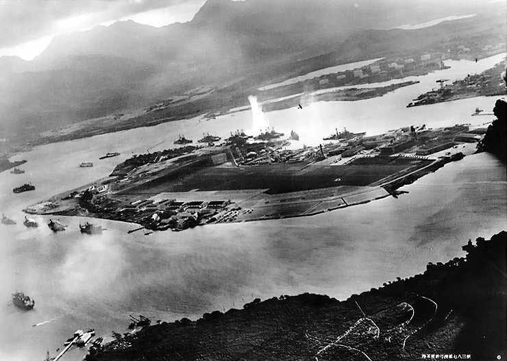 Pearl Harbor, zdjęcie wykonane z japońskiego samolotu