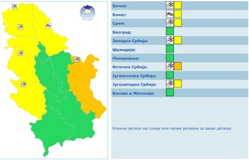 Meteo alarm za 6. decembar